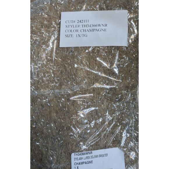 NWT T Tahari 1X Shimmer Metallic Eyelash Knit Dolman Sleeve Pullover Sweater - Picture 6 of 6